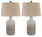 Prime Furniture - Ashley Furniture - Marnina Lighting - Ceramic Table Lamp (Set of 2) / Taupe - L121854